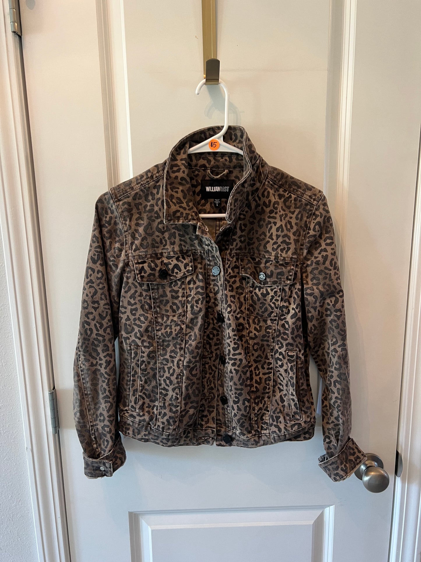 William Rast Leopard Denim Jacket Women’s Size Small Brown