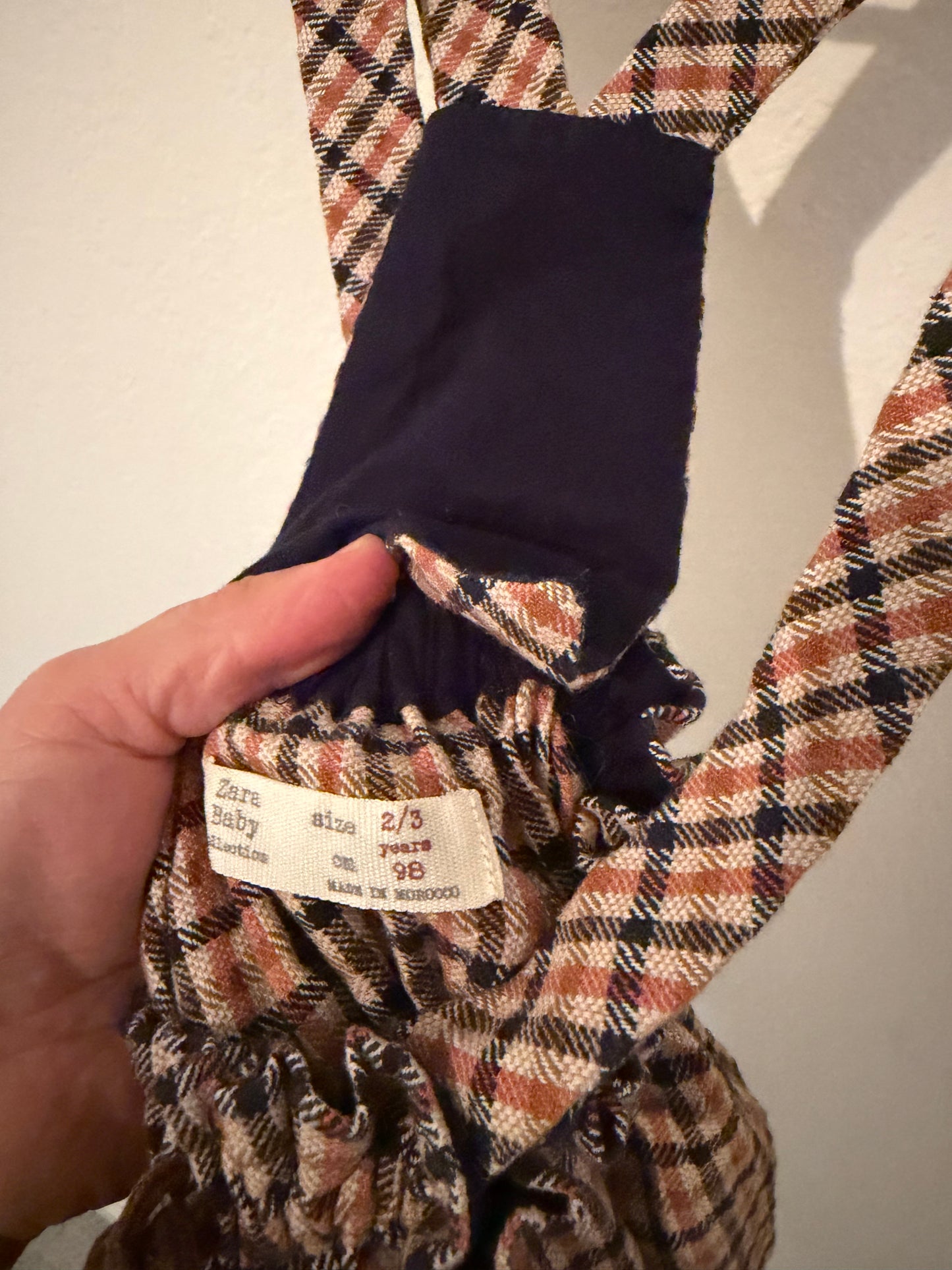 Zara Plaid Jumper Dress Toddler Size 2-3T Brown