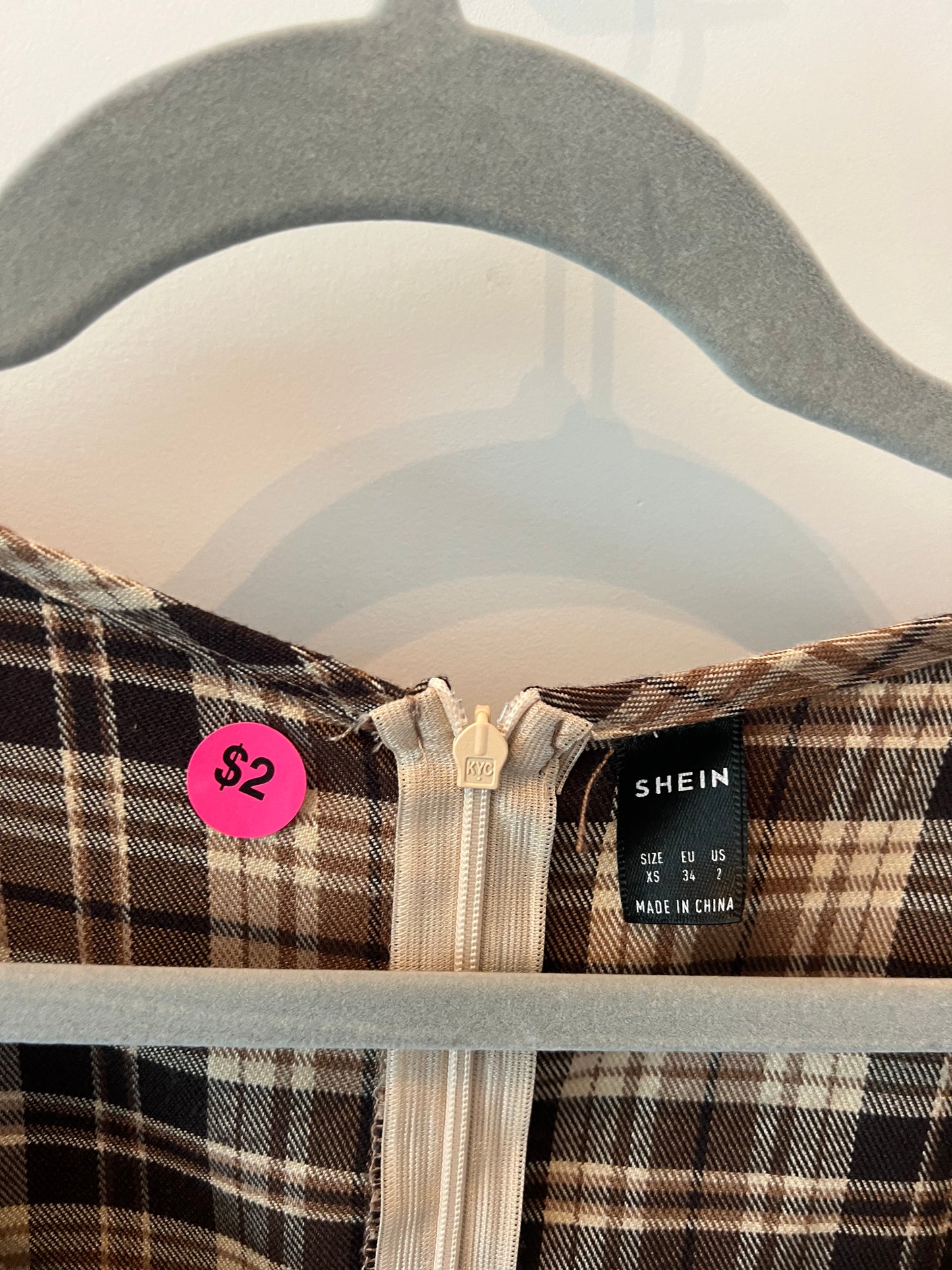 Plaid Bustier Dress Women’s Size XS Brown