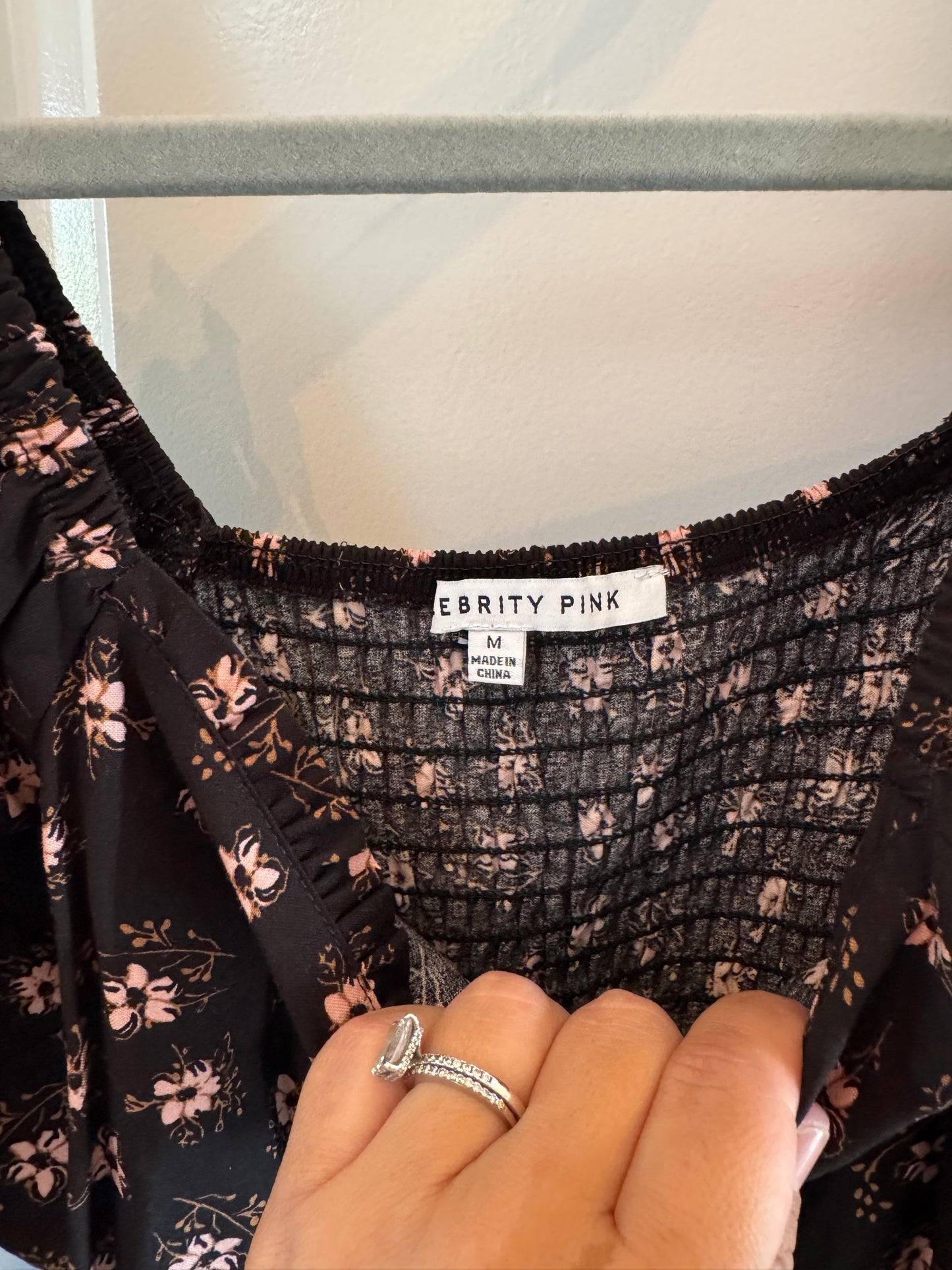 Celebrity Pink Floral Dress Women’s Medium Black NWT
