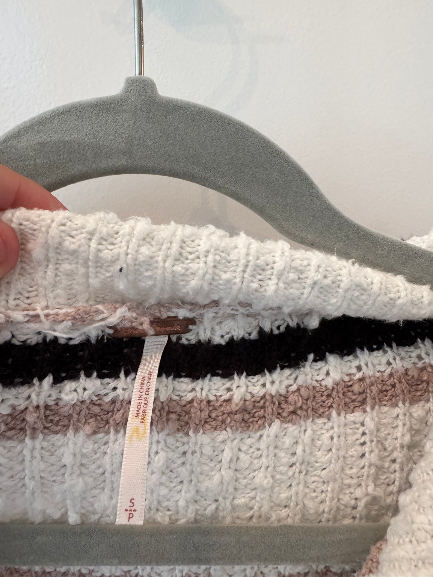 Free People Kennedy Stripe Pullover Sweater Women’s Small Ivory