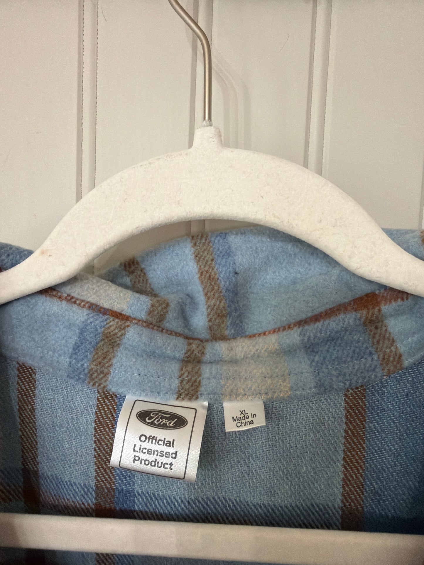 Ford Bronco Plaid Flannel Shirt Women’s XL Blue