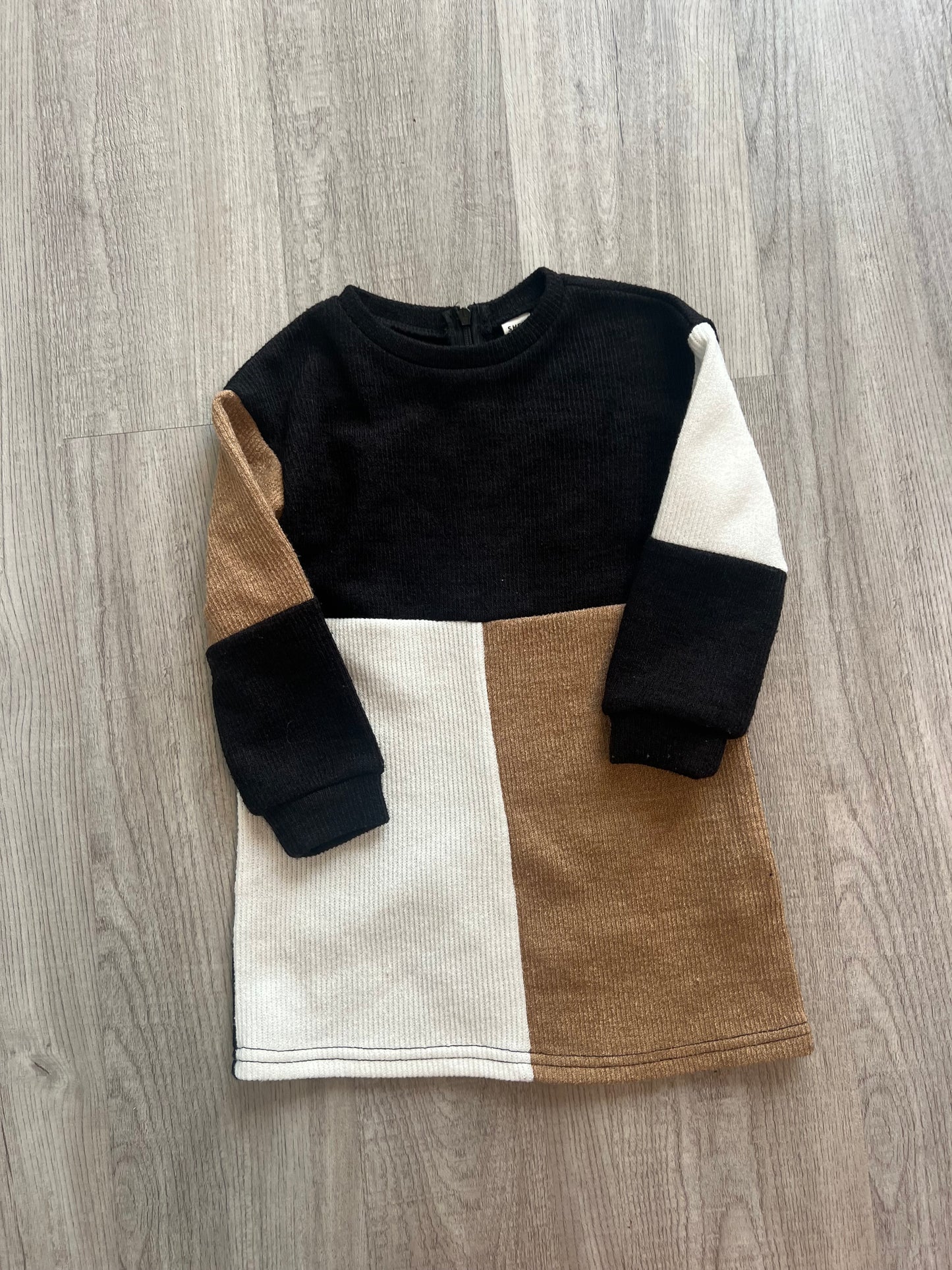 Color Block Long Sleeve Dress Toddler Girl Size 2-3 Years Black