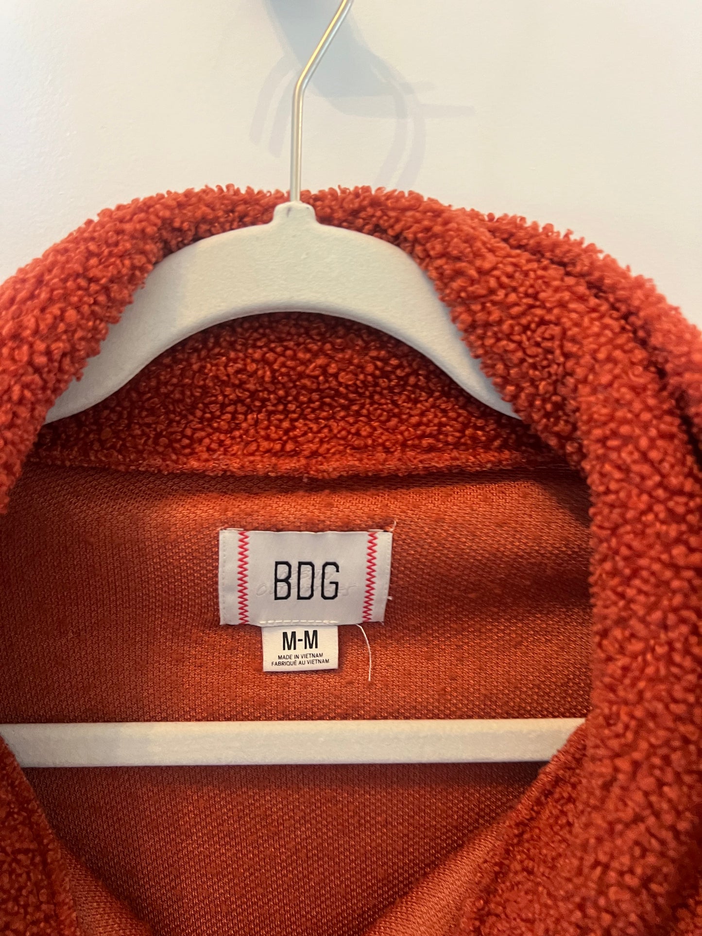 BDG Urban Outfitters Quarter Zip Fleece Cropped Pullover Women’s Size Medium Rust Orange