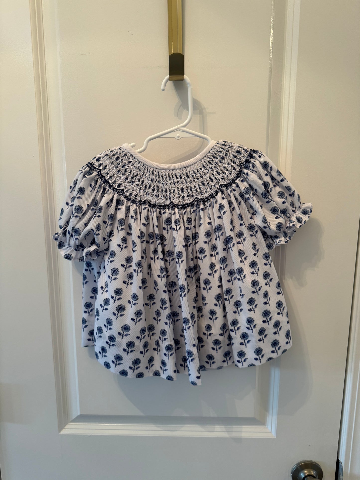 Floral Smock Dress w Bloomers Toddler Girl Size 3T White Navy