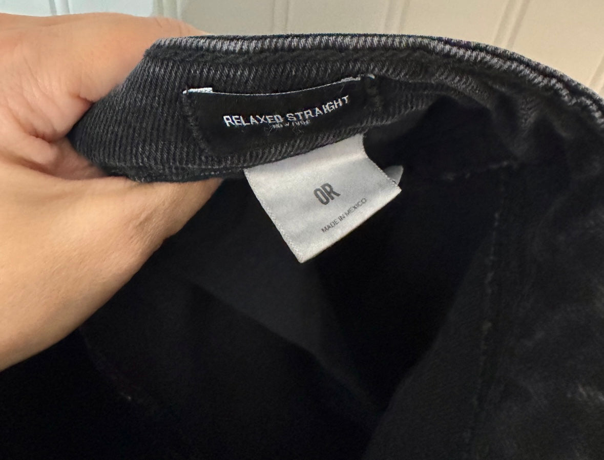 Express Relaxed Straight Cargo Jeans Women’s Size 0 Reg Black