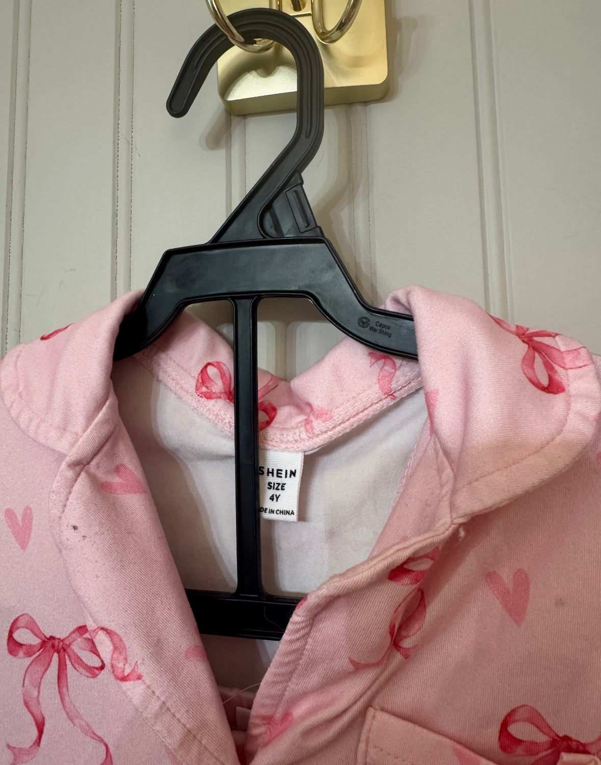 Bow Print Pajama Set Toddler Girl Size 4 Years Pink