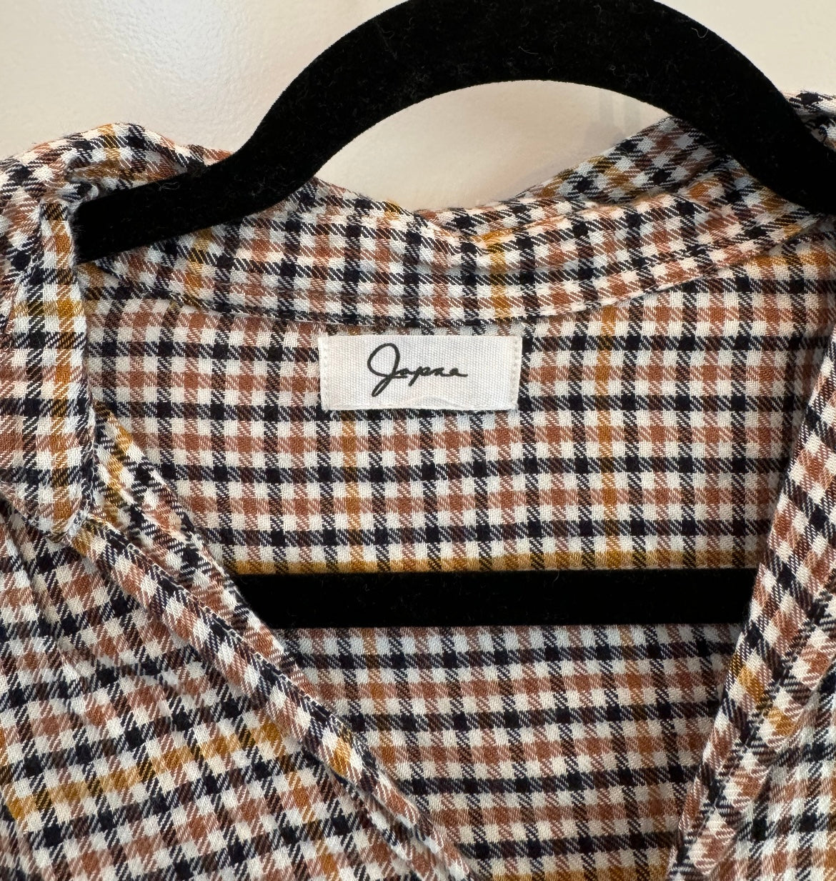 Checker Plaid Shirt Dress Long Sleeve Women’s Size XS Brown