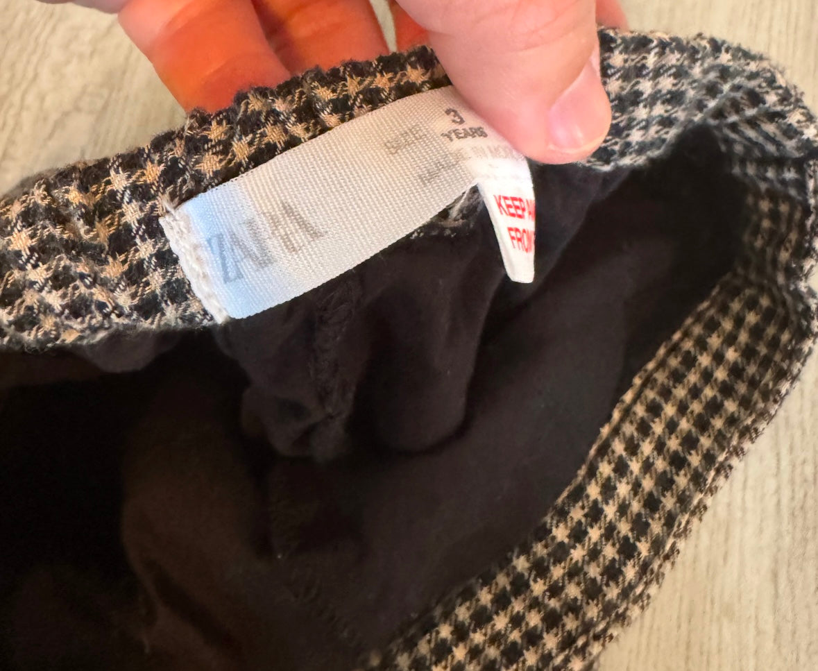 Zara Plaid Checker Skirt Toddler Size 3 Years Brown