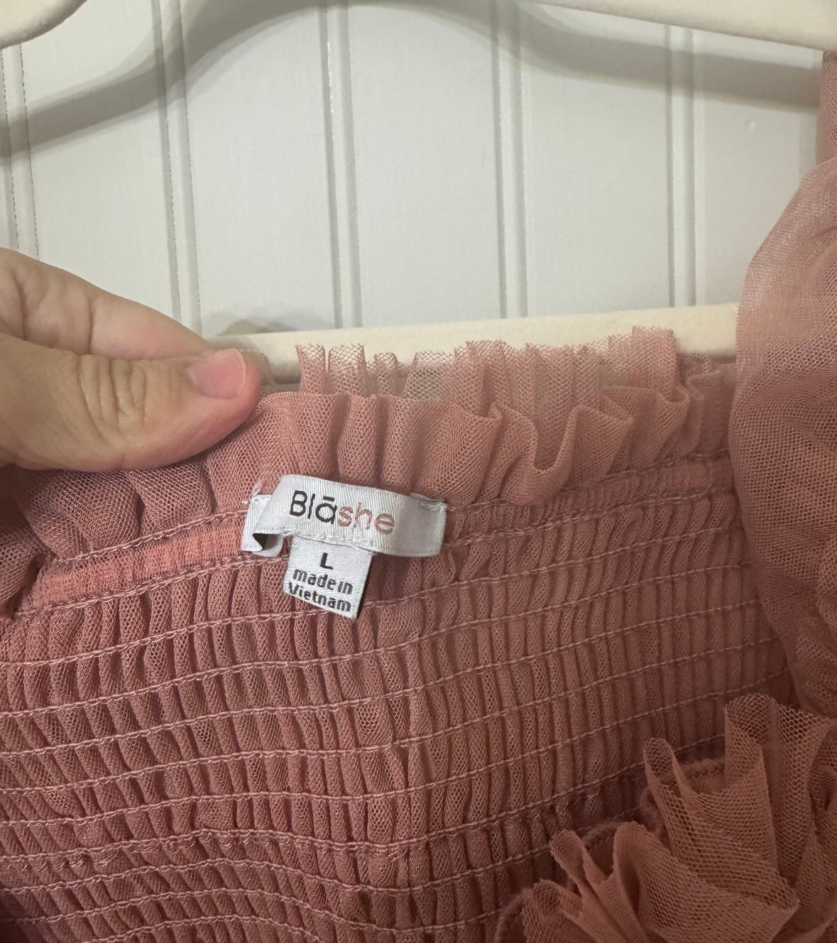 Ruffle Top Sheer Sleeves Women’s Large Mauve