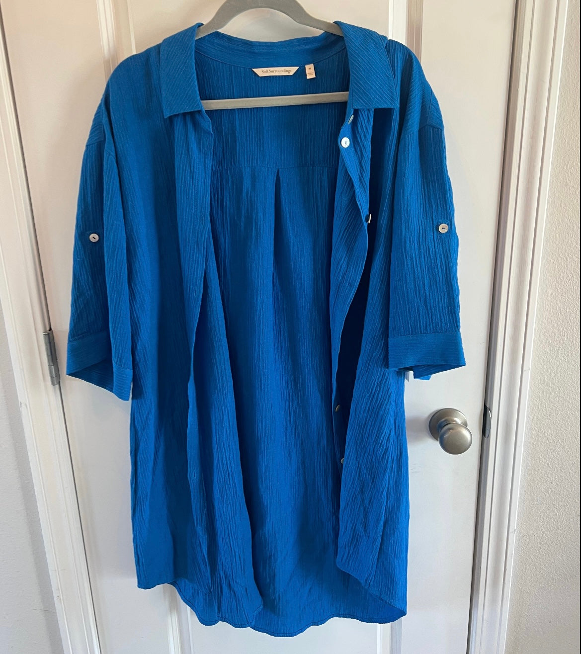 Soft Surroundings Button Down Top Women’s Size Medium 8-10 Blue