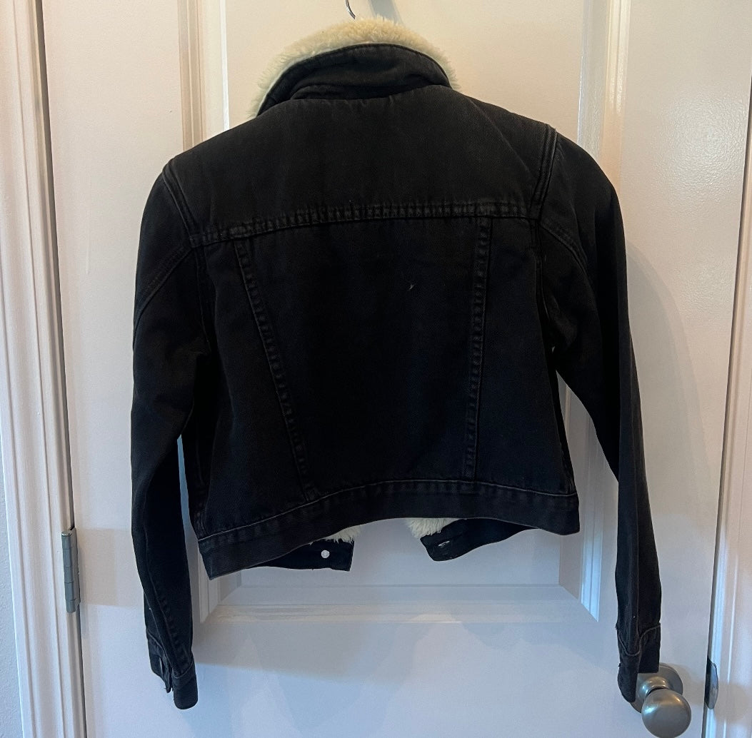 Asos Jean Jacket w Fleece Collar Women’s Size 2 Black
