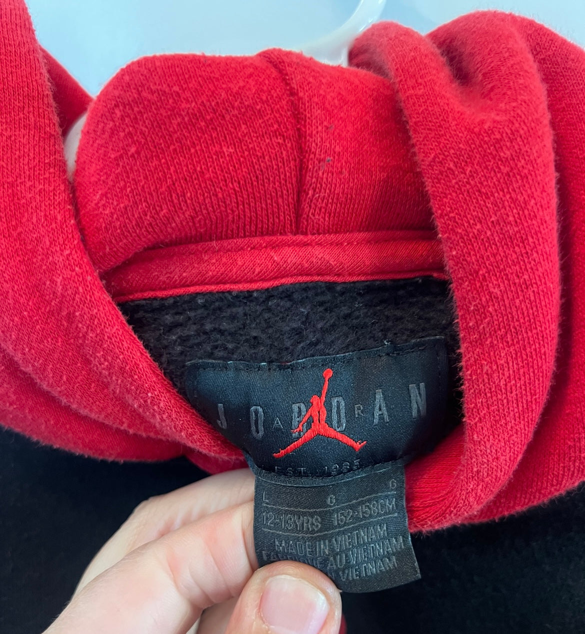Jordan Logo Hoody Youth Boy’s Size Large Black Red