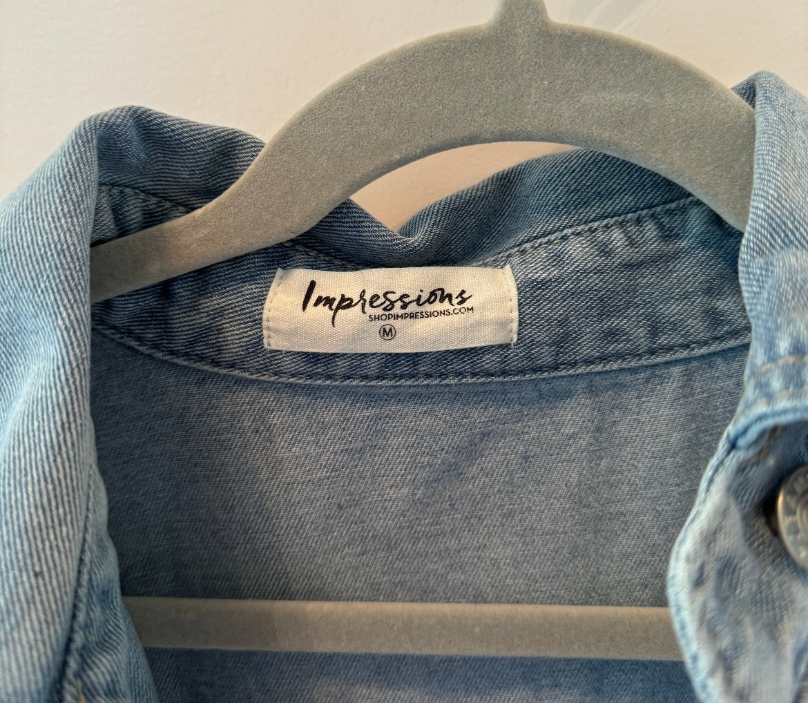 Lightweight Denim Jean Shacket Women’s Size Medium