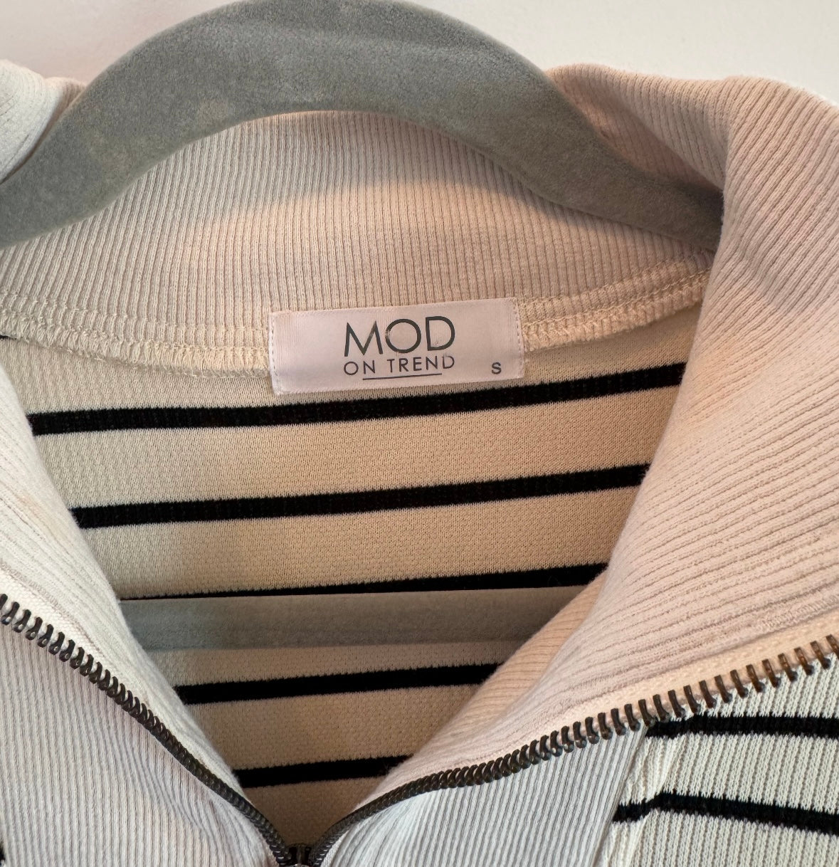 MOD Stripe Quarter Zip Knit Dress Women’s Small White