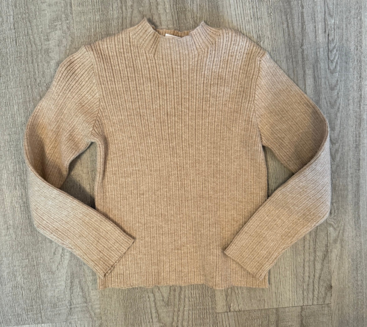 Zara Mock Neck Ribbed Knit Sweater Toddler Girl Size 3-4 Years Oatmeal
