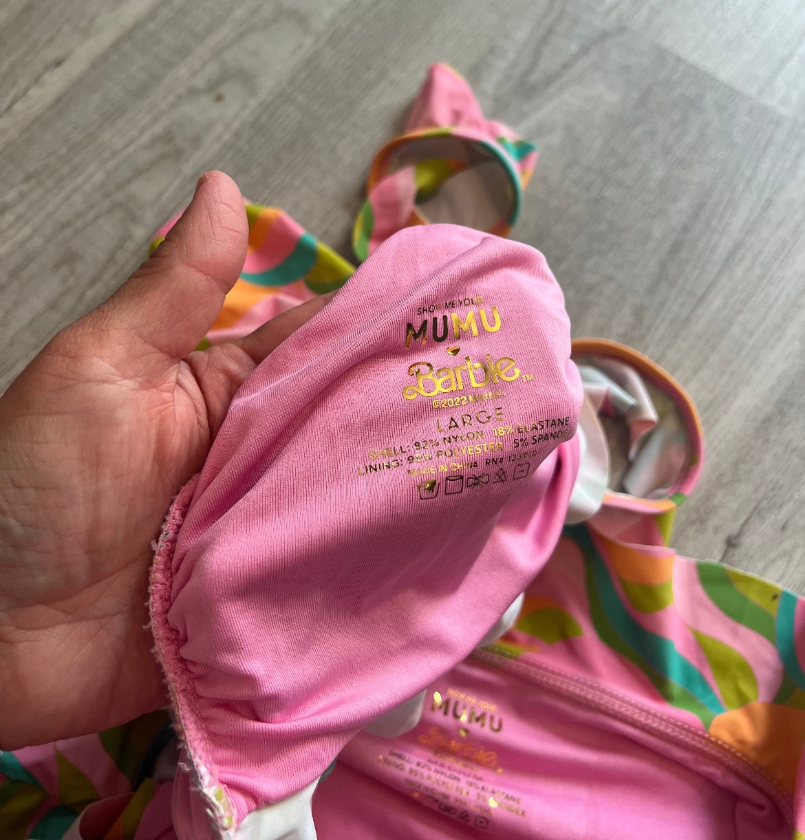 Show Me Your Mumu x Barbie Island Ruffle Bikini Women’s Size Medium/Large Pink