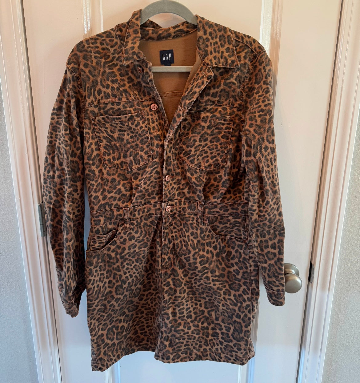 Gap Leopard Denim Mini Dress Women’s Medium