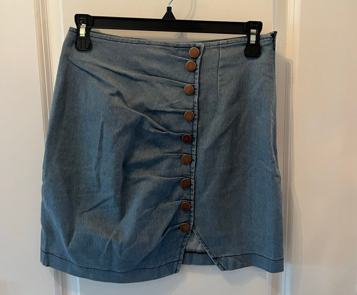 Pink Lily Asymmetrical Chambray Skirt Women’s Small