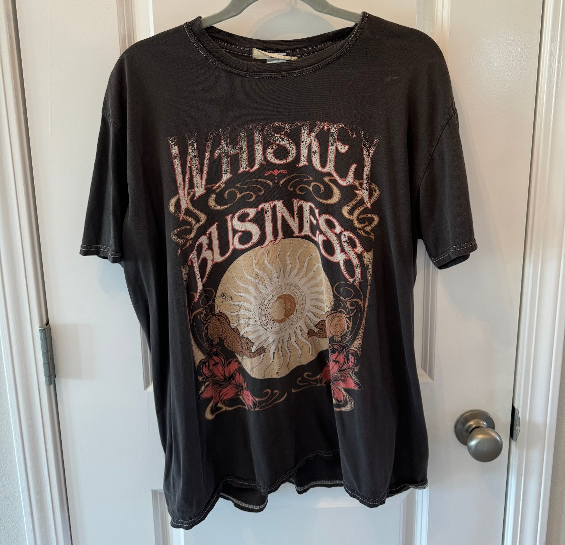 Project Social T Whiskey Business Cotton Graphic Tee Women’s Size Small/Medium Black