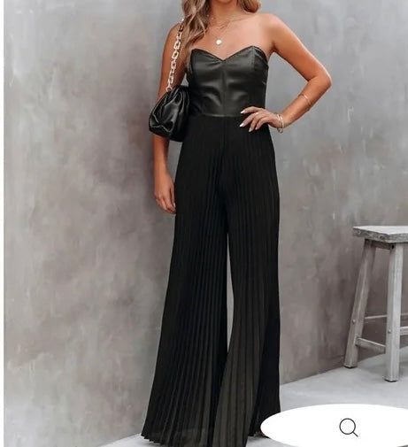 Do + Be Bustier Wide Leg Jumpsuit Women’s Large Black