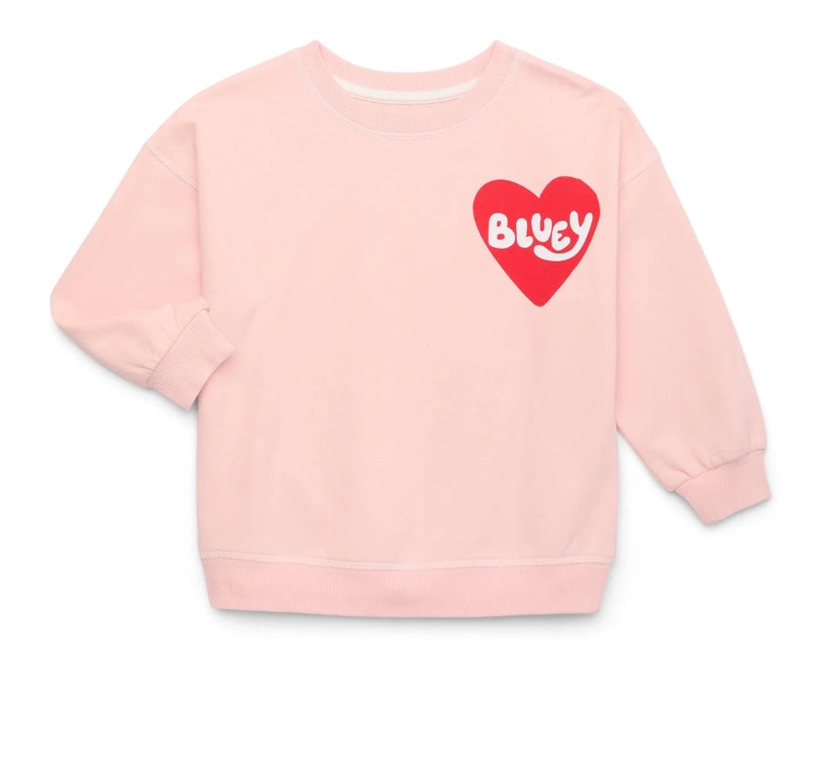 Bluey Valentine Sweatshirt Toddler Size 4T Strawberry