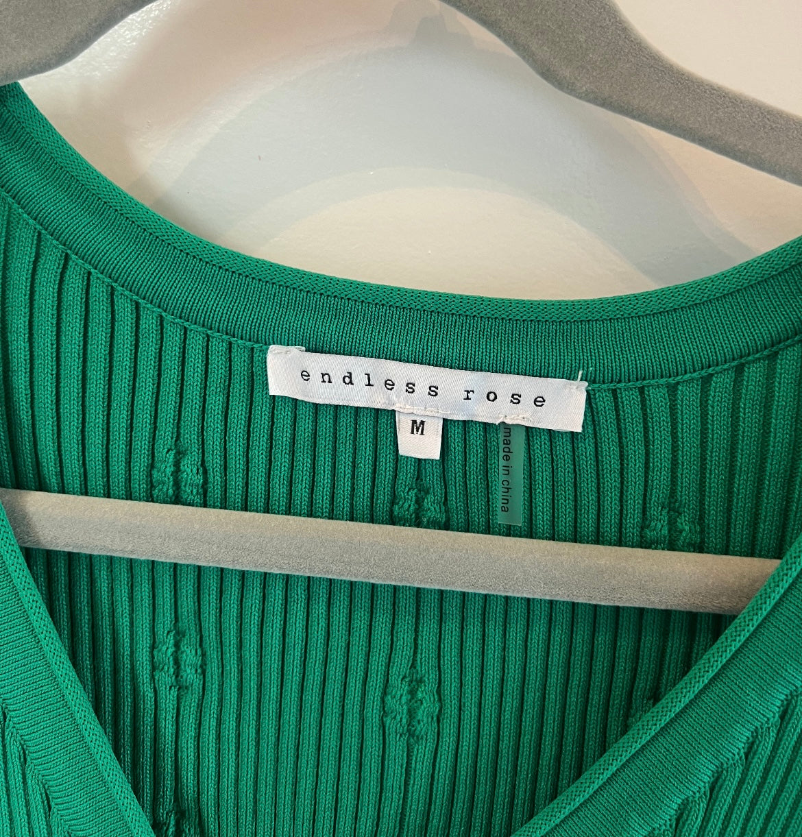 Endless Rose Puff Sleeve Crop Cardigan Women’s Size Medium Emerald Green