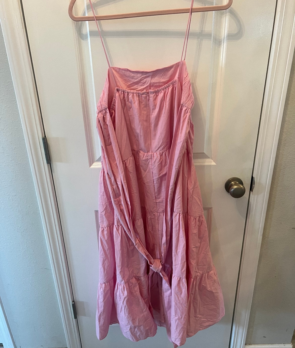 Tiered Midi Dress w Bow Women’s Size Small Pink
