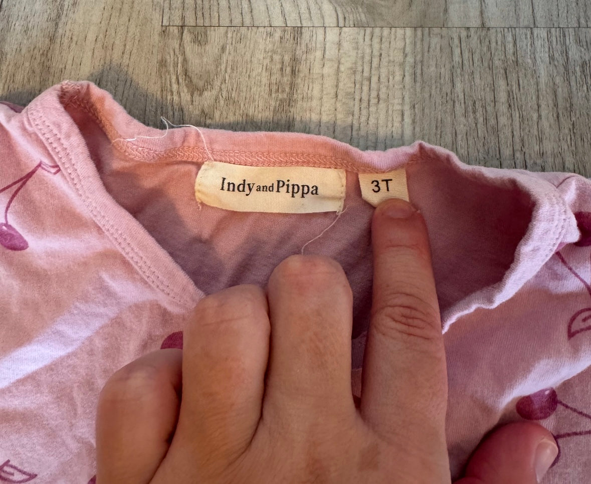 Indy & Pippa Matching Set Toddler Girl Size 3T Pink Cherries