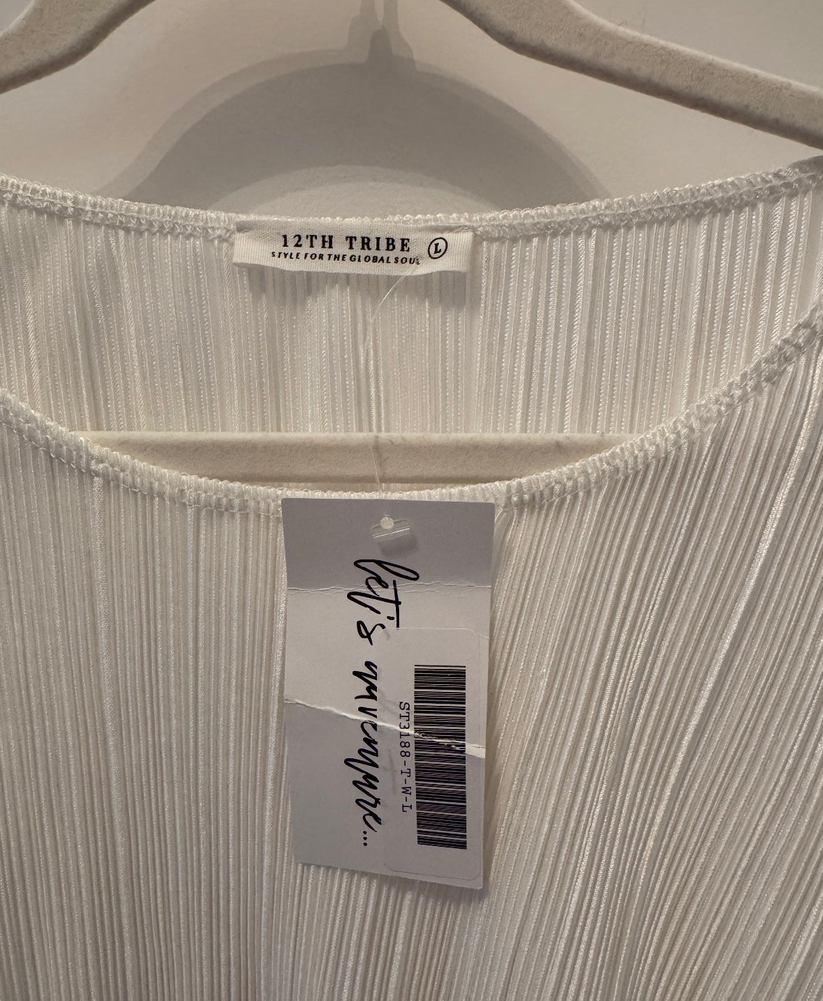 12th Tribe Pleated Top Women’s Large White NWT