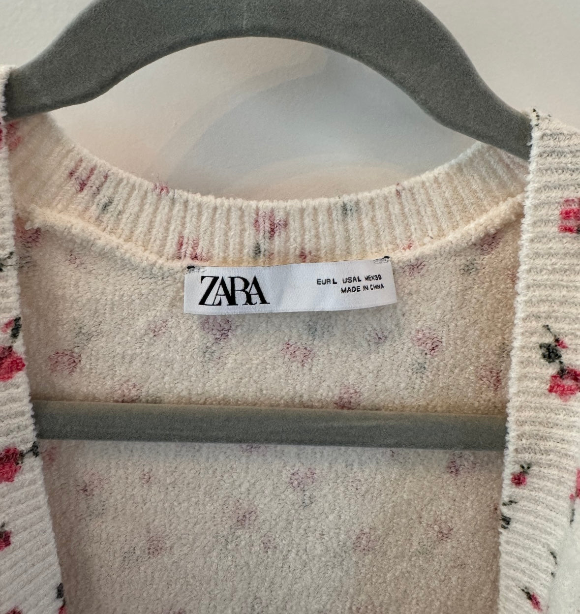 Zara Floral Cardigan Women’s Large Cream