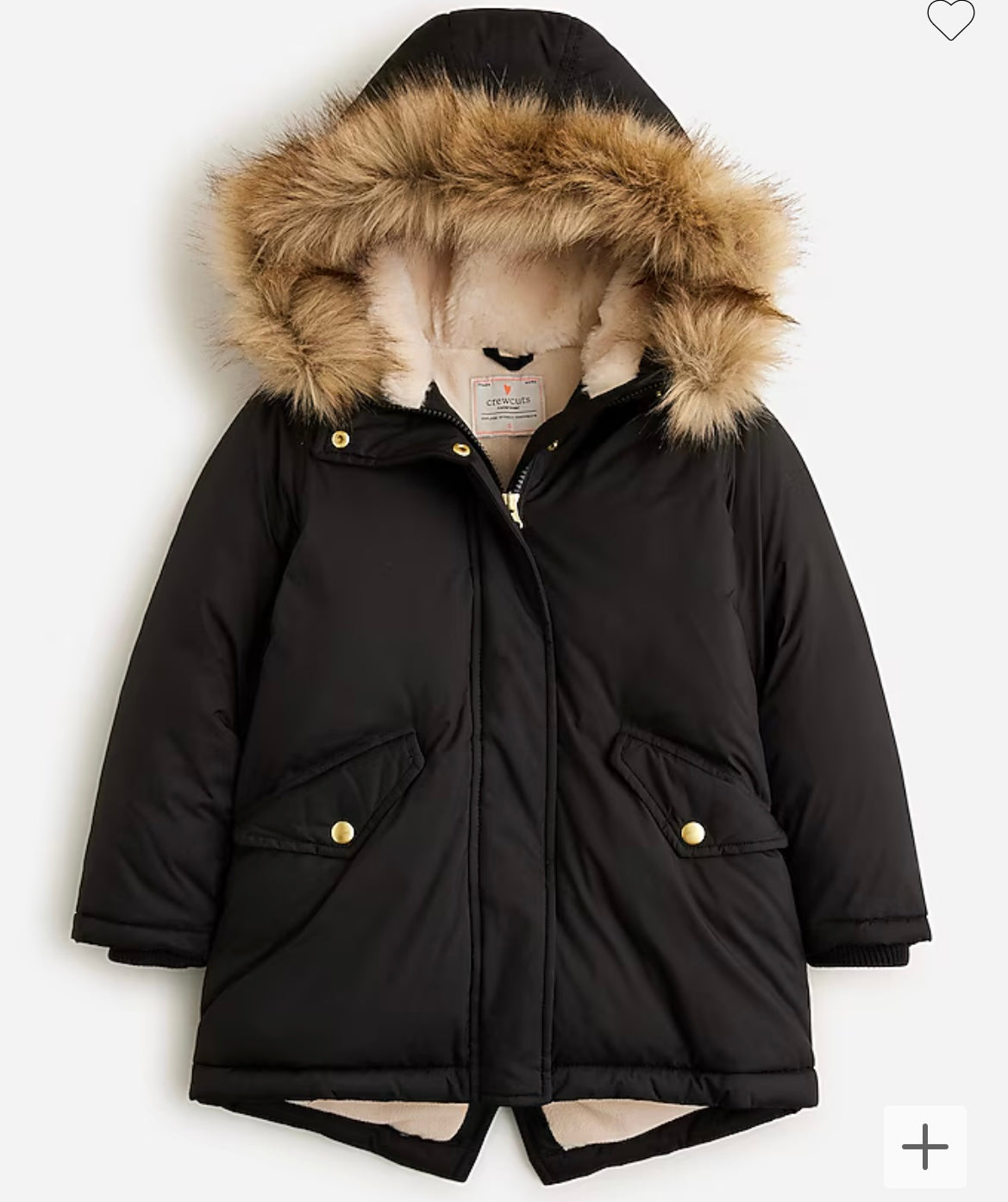 JCrew Crewcuts Fishtail Parka w PrimaLoft Toddler Girl Size 2T Black