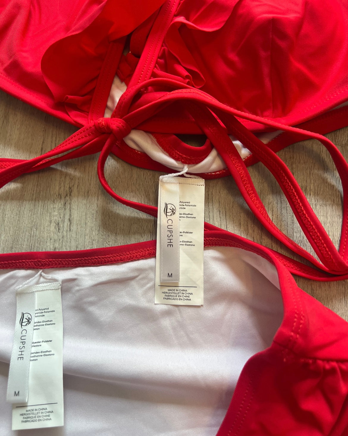 Cupshe Bralette Standard Rise Wrap Missy Bikini Set Women’s Size Medium Red