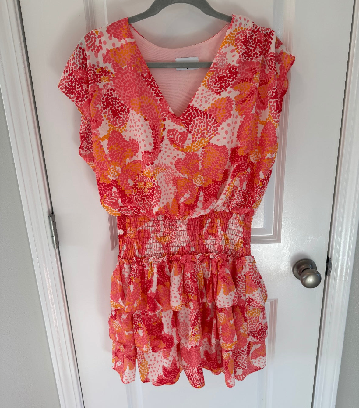 Adrienne Floral Ruffle Dress Women’s Large Pink