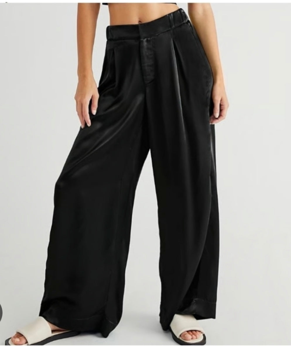 Free People Good Days Satin Trousers Women’s XS Black