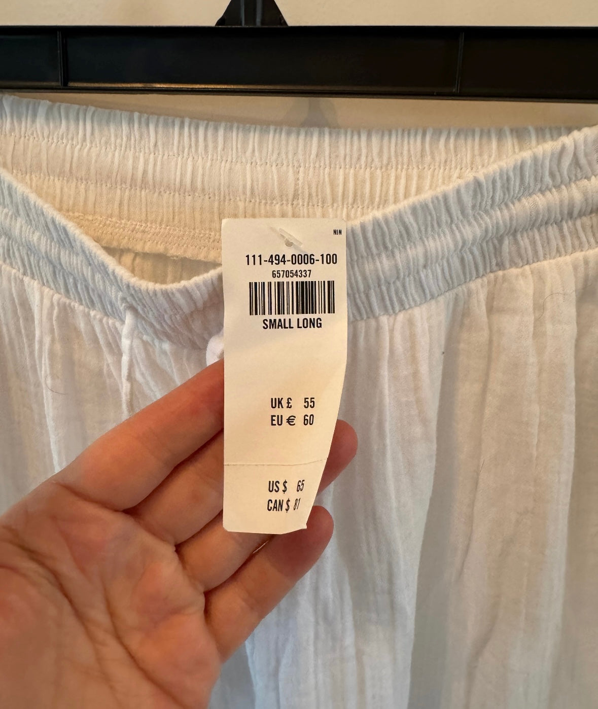 Abercrombie & Fitch Linen-Blend Pull-On Pant Women’s Small Long White NWT