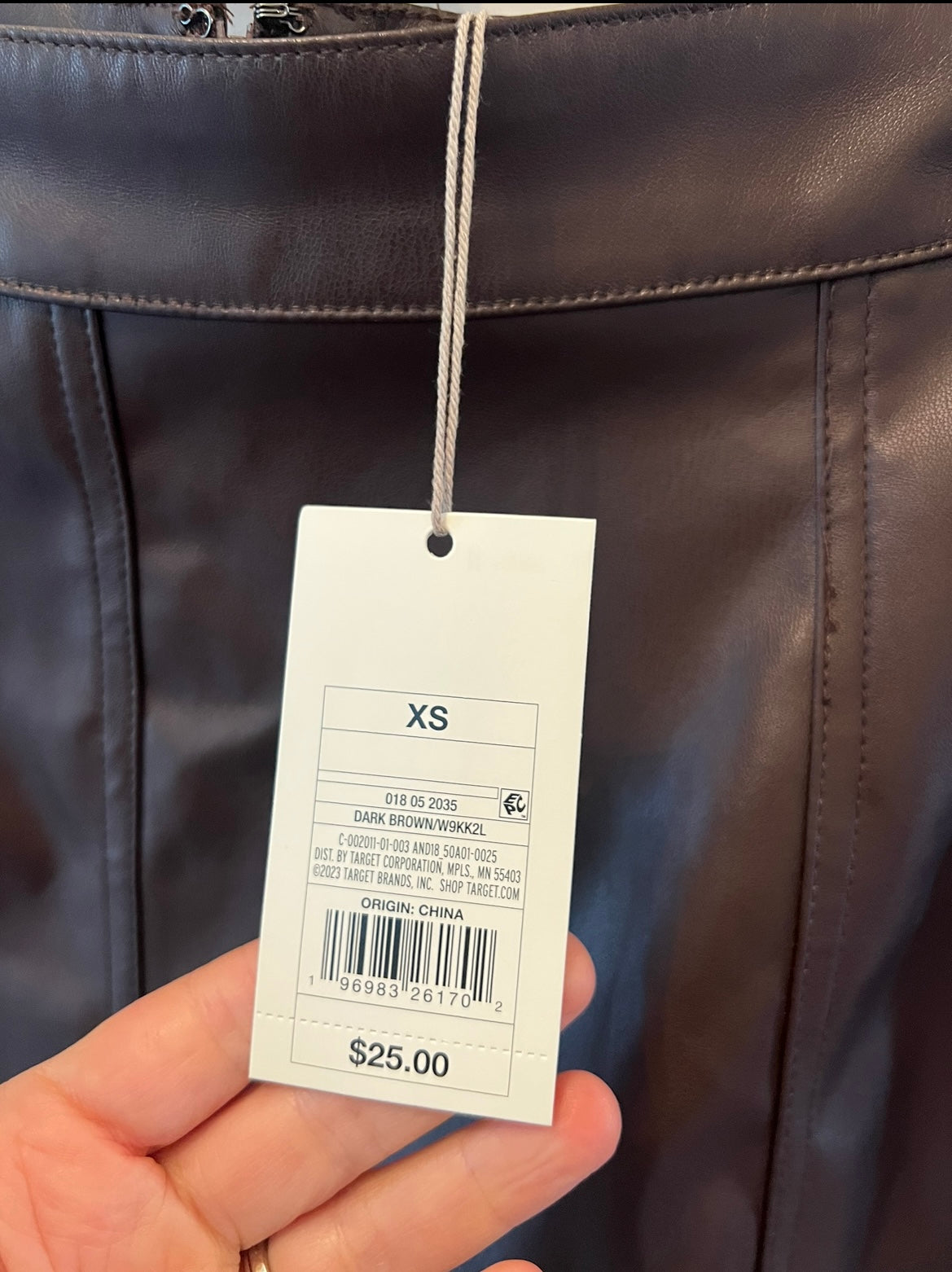 Faux Leather Mini Skirt Women’s XS Brown NWT