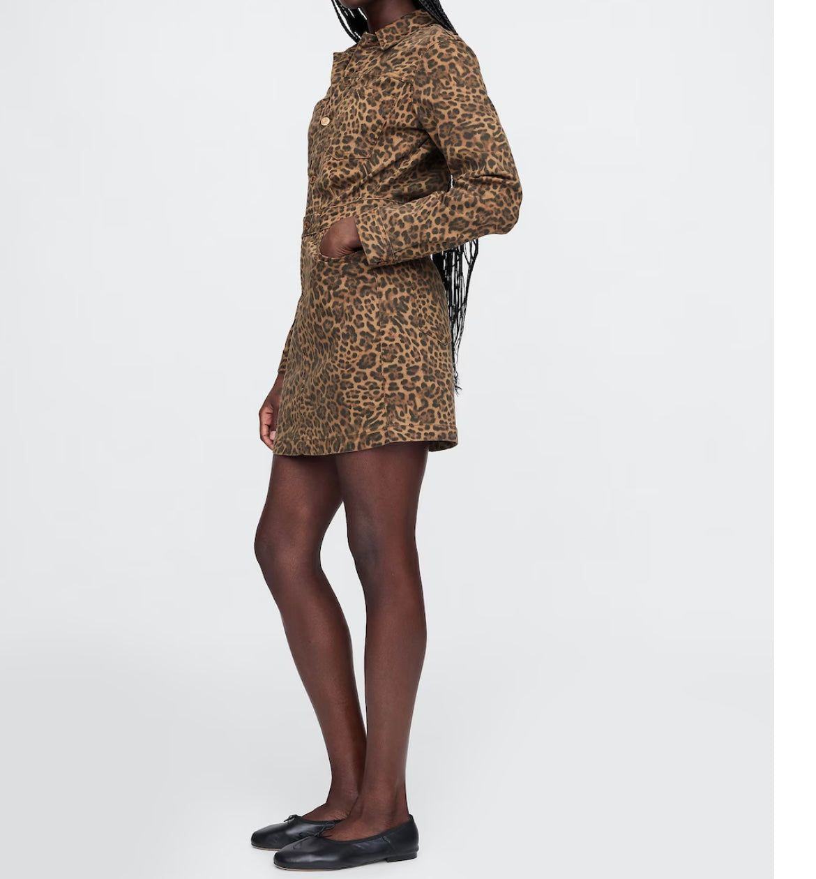 Gap Leopard Denim Mini Dress Women’s Medium