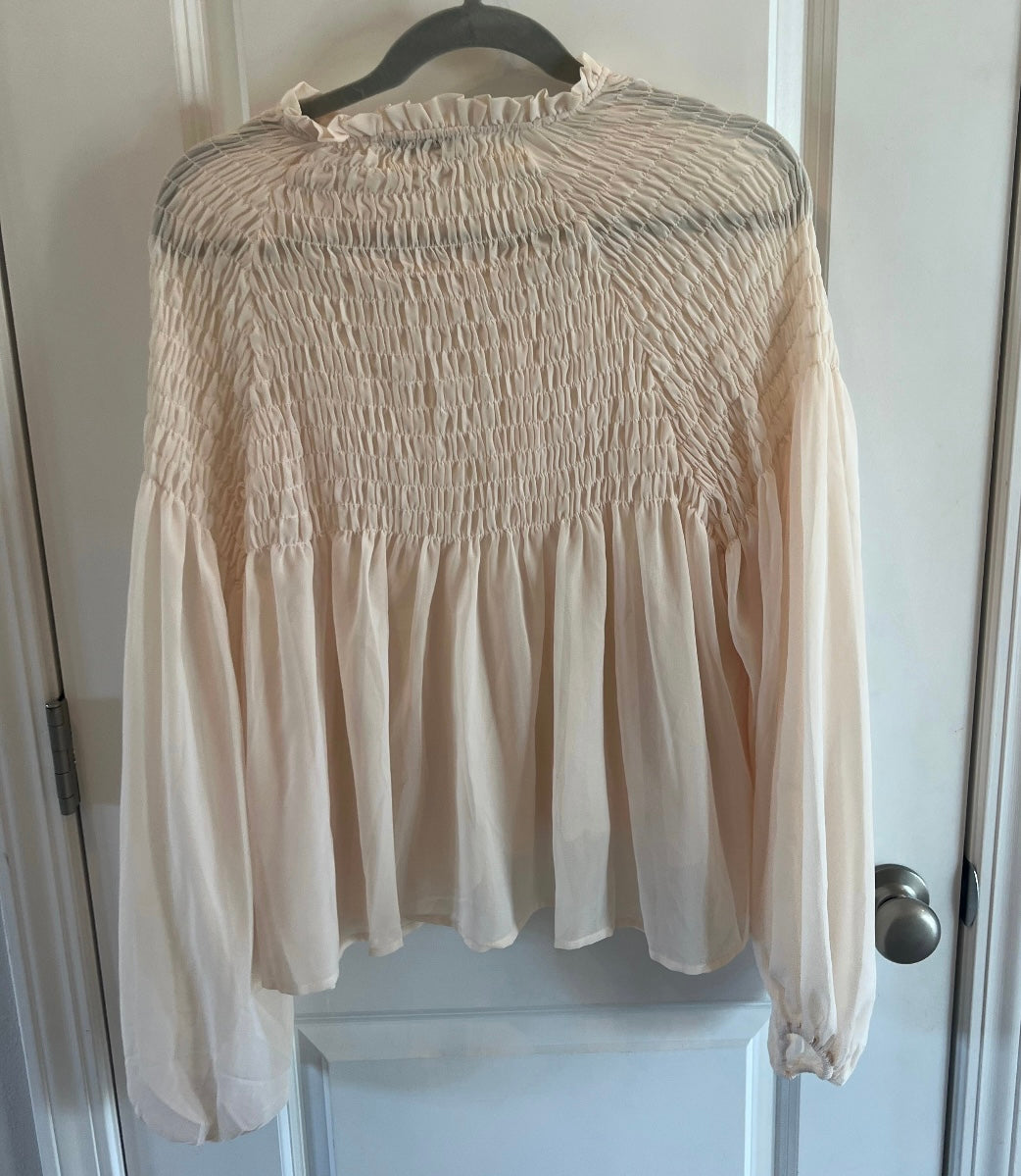 HYFVE Smock Peasant Top Women’s Size Medium 8-10 Cream