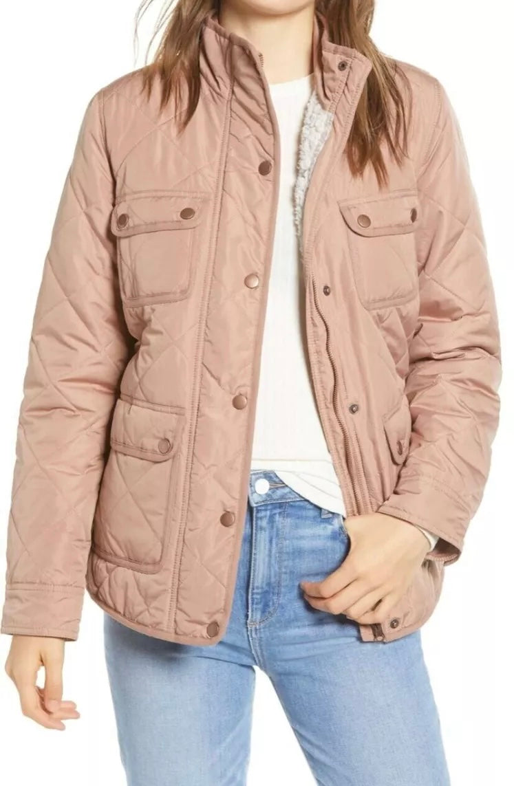Thread & Supply Fleece Lined Quilted Utility Jacket Women’s Size Medium Mauve