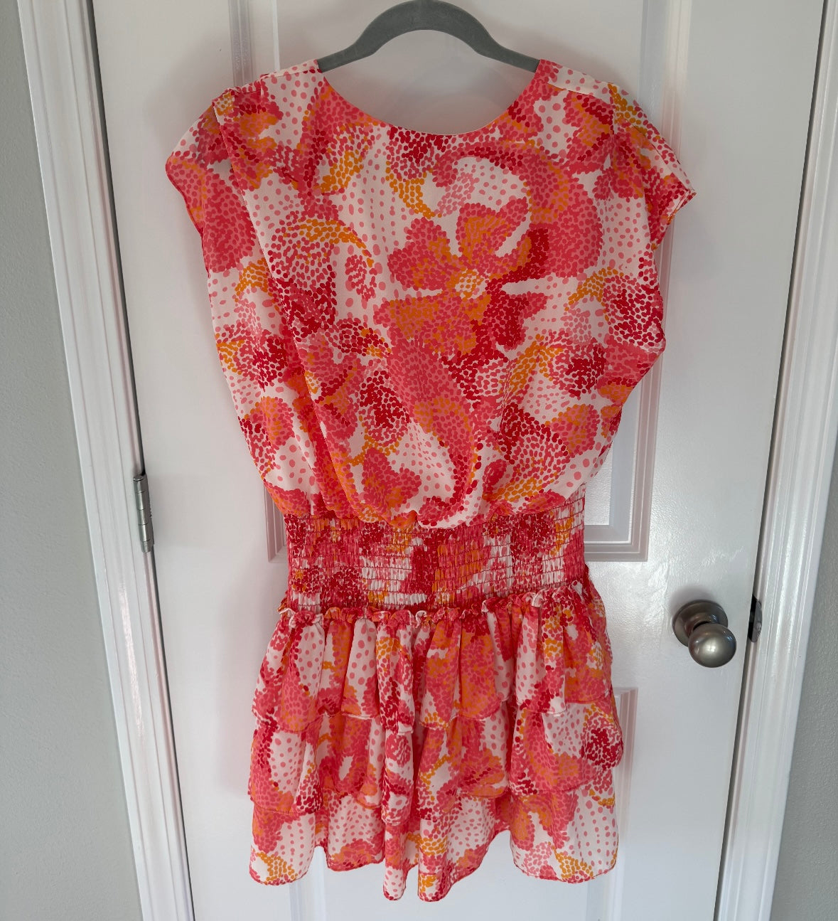 Adrienne Floral Ruffle Dress Women’s Large Pink