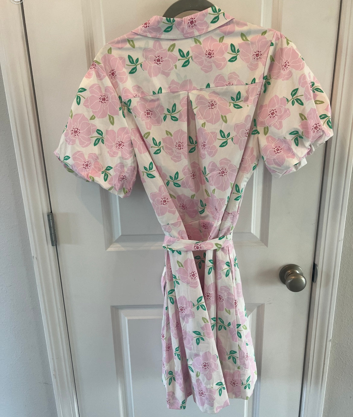 Draper James RSVP Puff Sleeve Button Front Dress Floral Women’s Size Large 12-14 Pink