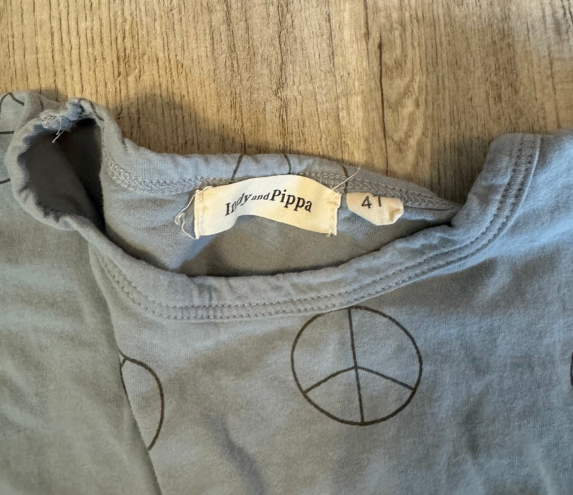 Indy and Pippa Peace Sign Daydreamer Cotton Matching Set Toddler Girl Size 4T Dusty Blue