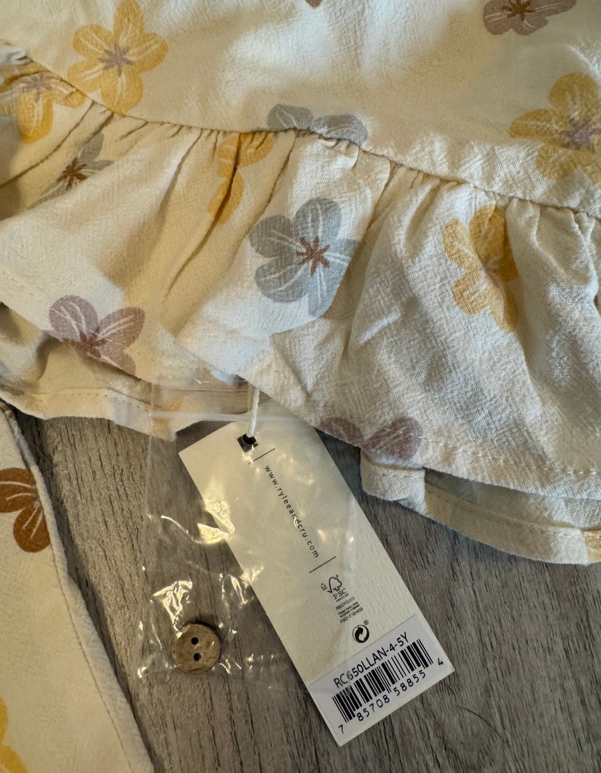 Rylee + Cru Leilani Peplum Top Wide Leg Pant Matching Set Girls Size 4-5 Years Cream