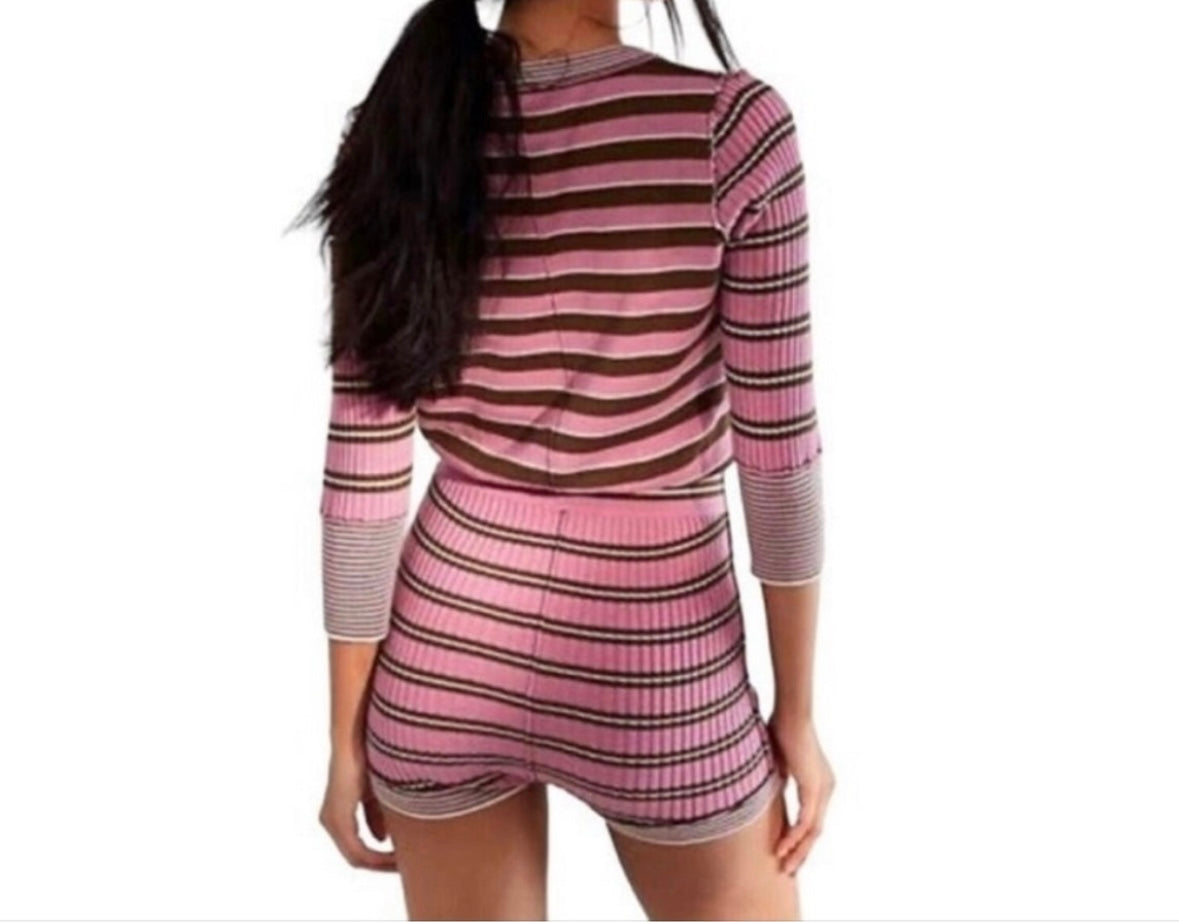 Free People Stripe Easy To Love Romper Women’s Medium NWT