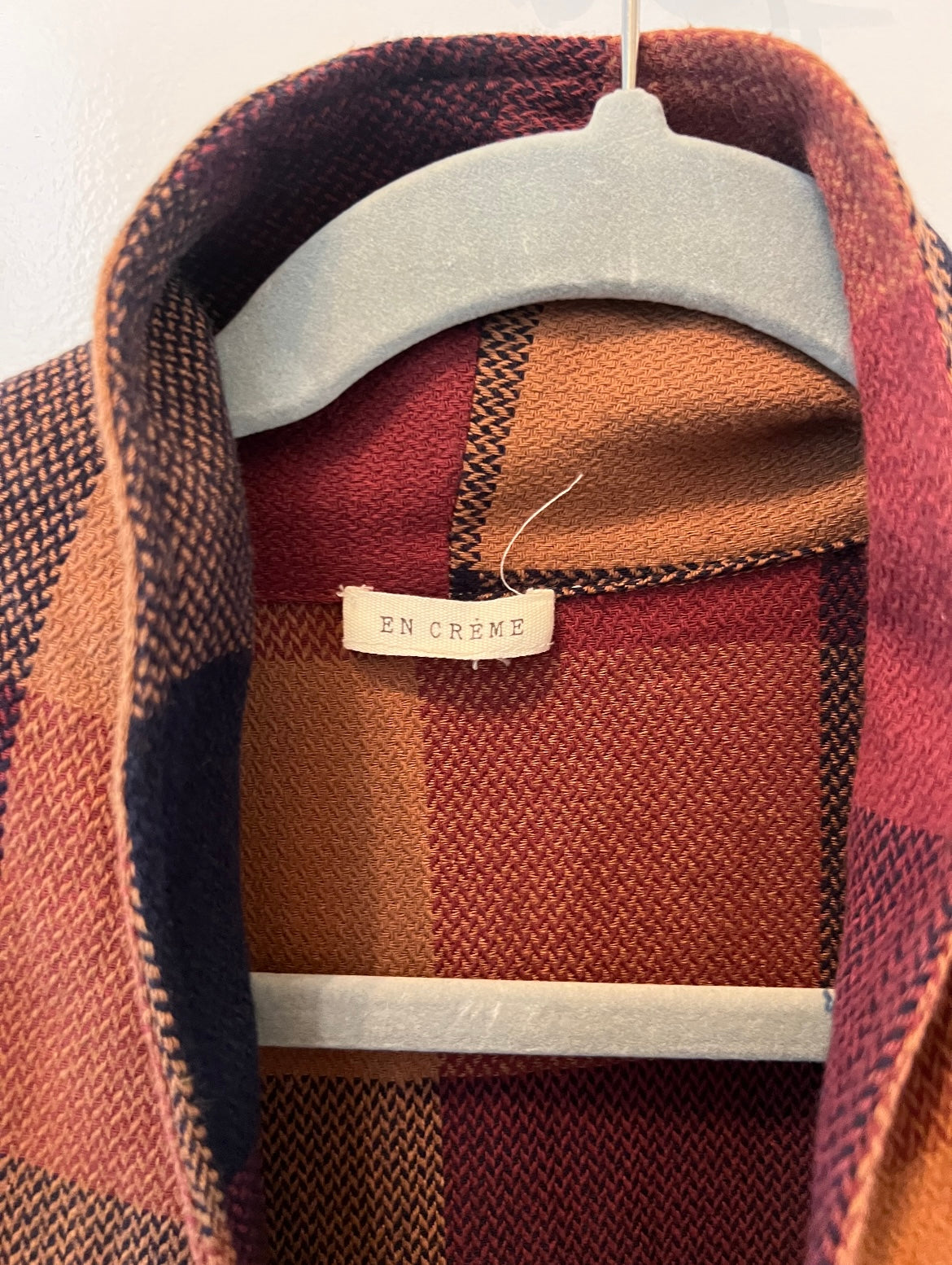 En Creme Plaid Shacket Women’s Size Small Burnt Orange