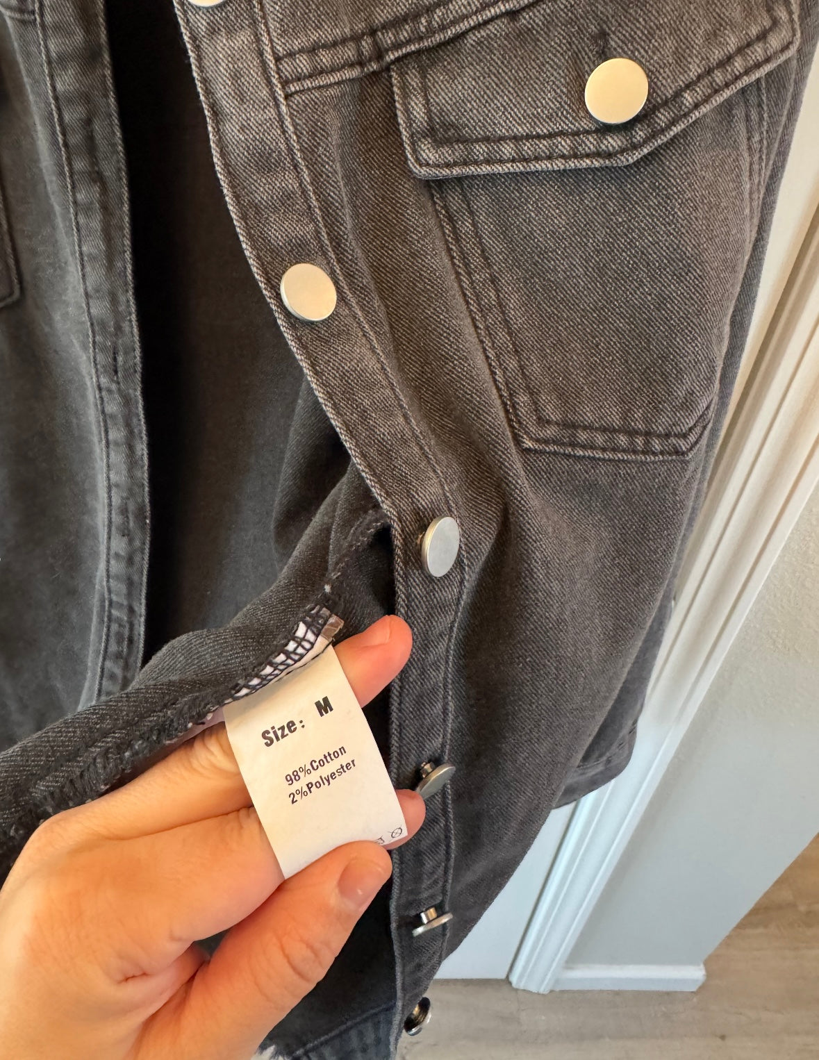 Denim Button Down Shirt Women’s Size Medium Black