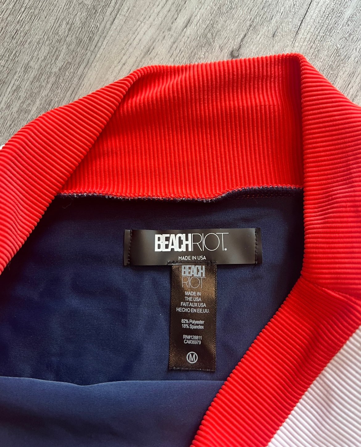 Beach Riot Heidi Color Block Bikini Women’s Size Medium/Large Red White Blue