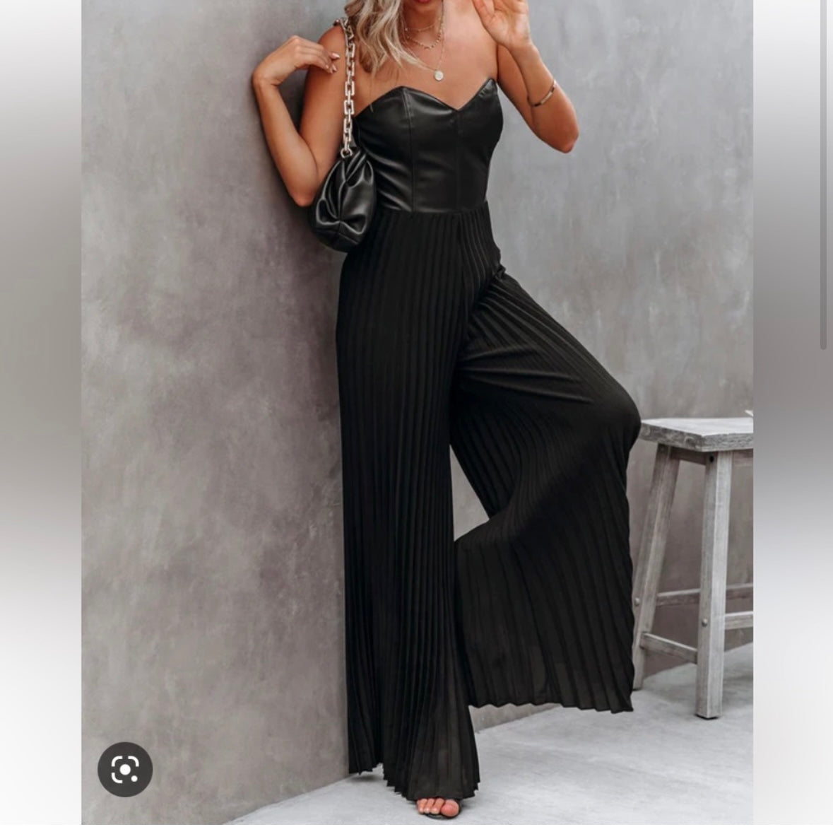 Do + Be Bustier Wide Leg Jumpsuit Women’s Large Black