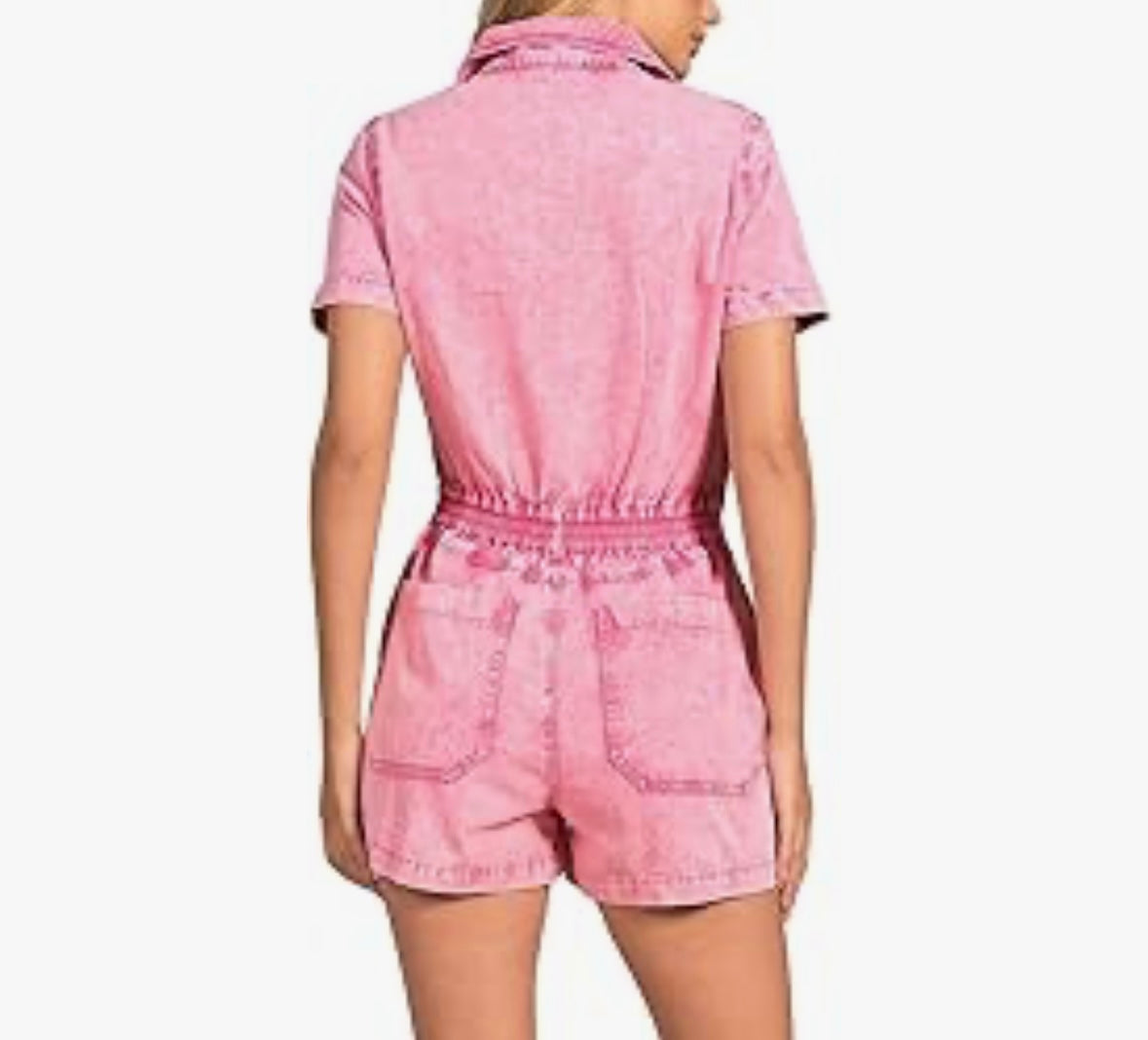 Elan Kelly Acid Wash Denim Romper Women’s Small Pink